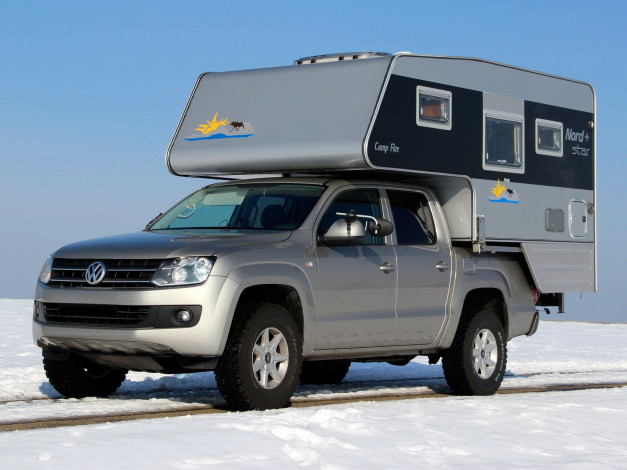 Обои картинки фото автомобили, дом на колёсах, volkswagen, nordstar, amarok, 2013г, camp, flex