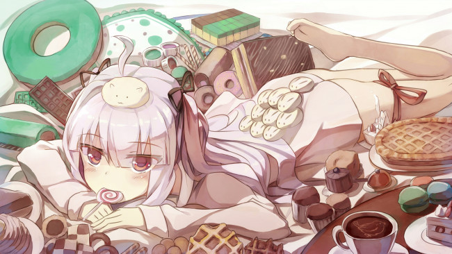 Обои картинки фото аниме, absolute duo, сладости, девочка