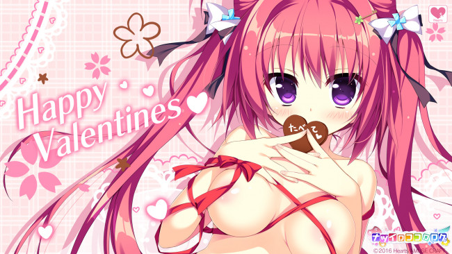 Обои картинки фото аниме, день святого валентина, девушка, взгляд, фон