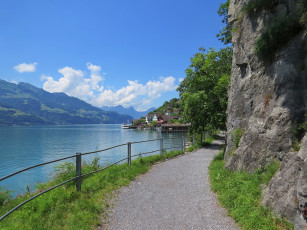 Картинка города -+пейзажи дорога лес озеро горы