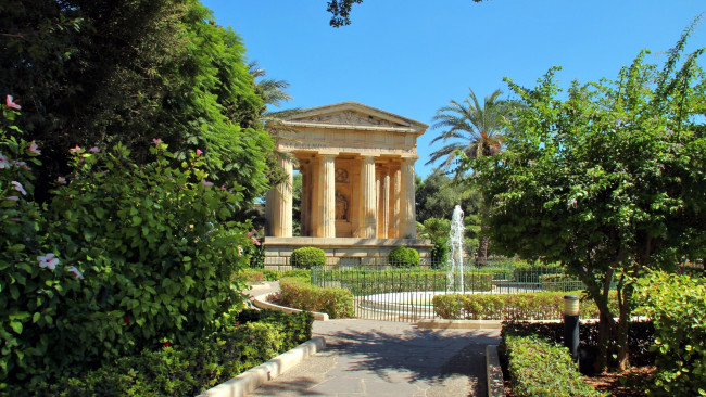 Обои картинки фото природа, парк, аллея, беседка, фонтан