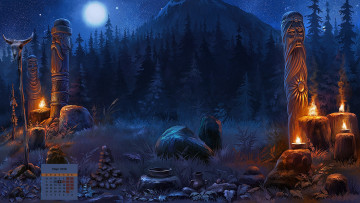 Картинка календари фэнтези растения свеча ночь 2018