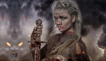 Картинка календари фэнтези взгляд 2018 оружие рана