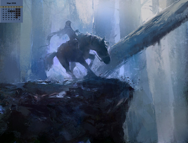 Обои картинки фото календари, фэнтези, лошадь, 2018