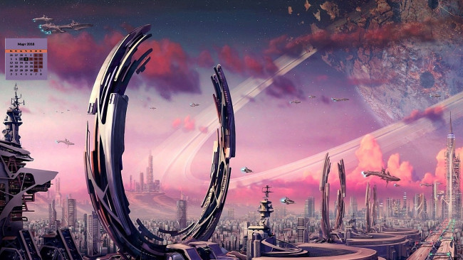 Обои картинки фото календари, фэнтези, постройка, сооружение, 2018