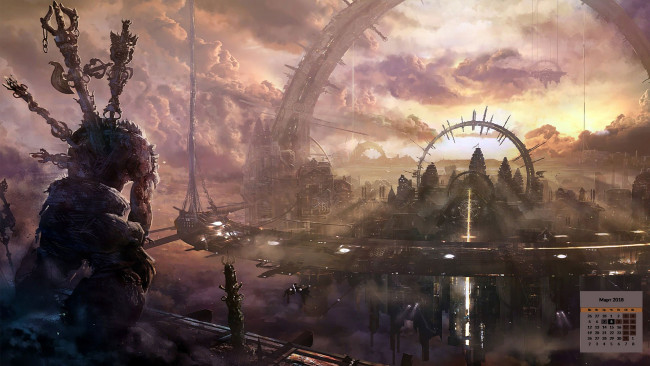 Обои картинки фото календари, фэнтези, сооружение, 2018, постройка