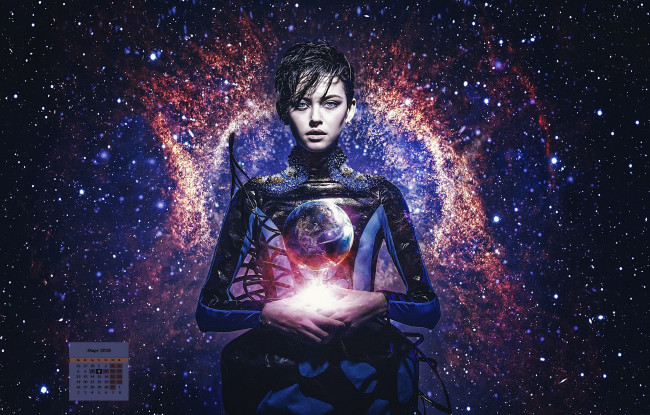 Обои картинки фото календари, фэнтези, 2018, планета, взгляд