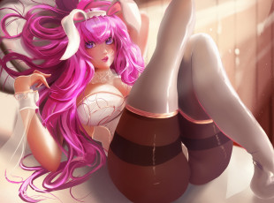 Картинка аниме животные +существа девушка фон взгляд ушки