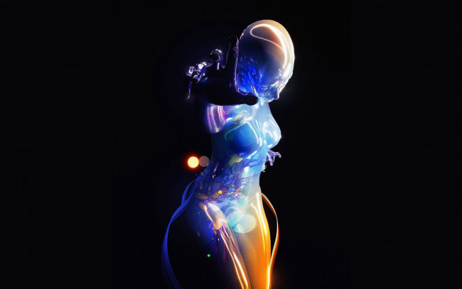 Обои картинки фото фэнтези, существа, девушка, фигура, краски