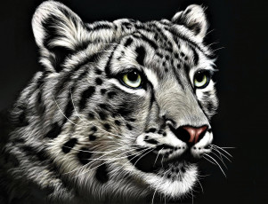 Картинка рисованное животные +барсы барс ирбис голова