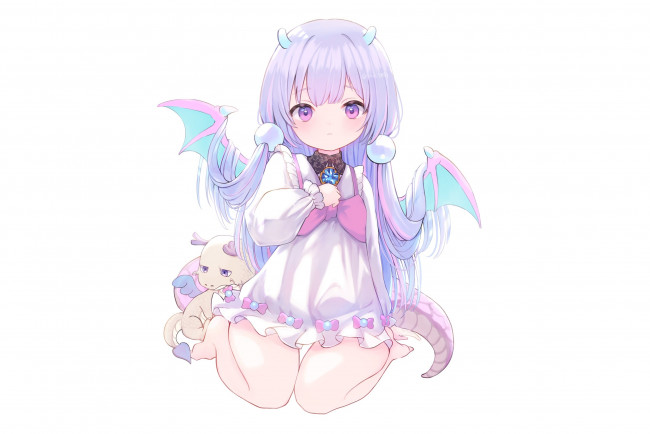 Обои картинки фото аниме, животные,  существа, девочка, дракон