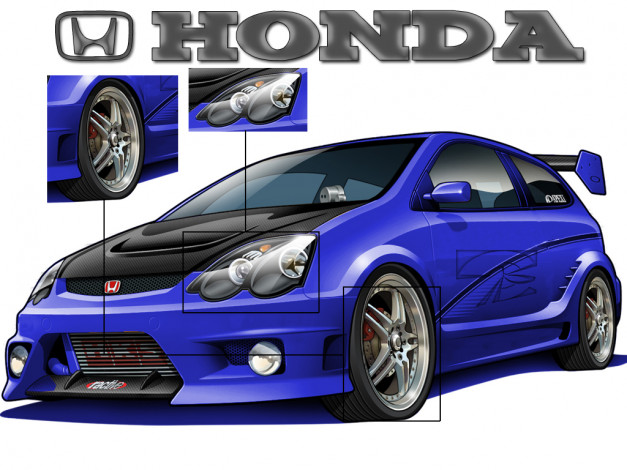 Обои картинки фото honda, civic, type, автомобили