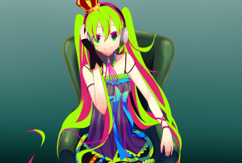 Картинка аниме vocaloid девушка наушники корона hatsune miku