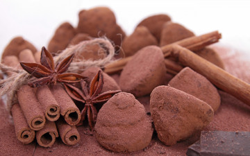 обоя еда, конфеты, шоколад, сладости, какао, корица, трюфеля