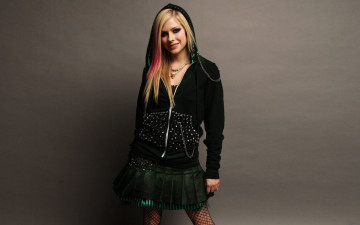 обоя музыка, avril, lavigne, куртка, украшения, юбка
