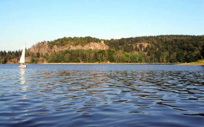 Обои картинки фото природа, реки, озера, река, парус, вода