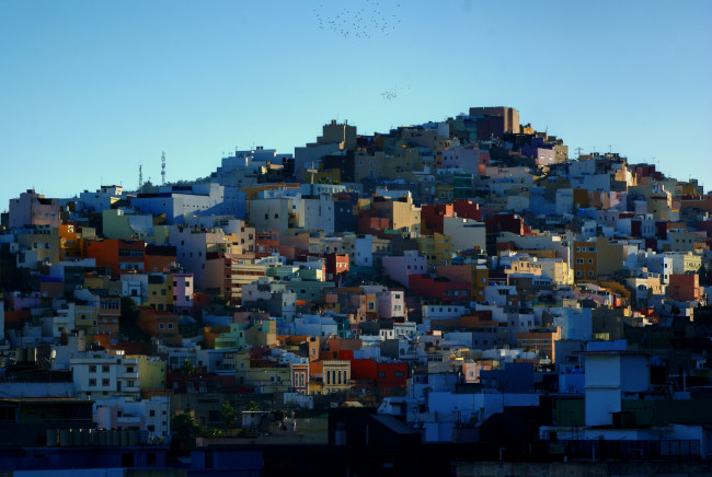 Обои картинки фото испания, канарские, ва, лас, пальмас, де, гран, канария, города, здания, дома, закат