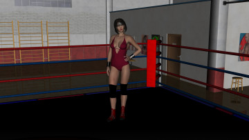 Картинка wrestlers 3д+графика people+ люди ринг девушка