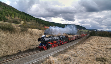 Картинка техника паровозы рельсы дорога железная состав вагоны паровоз