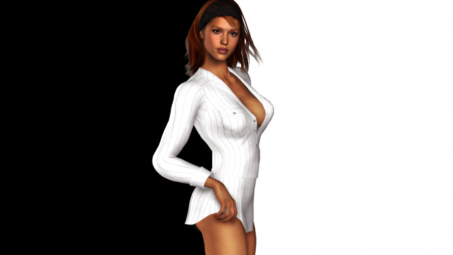 Обои картинки фото девушка, 3д графика, people , люди, черное, белое