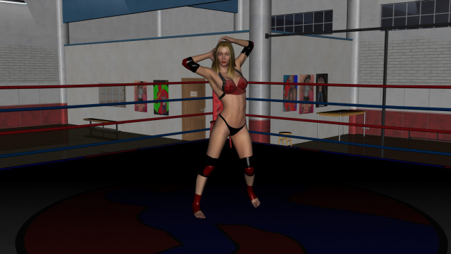 Обои картинки фото wrestlers, 3д графика, people , люди, ринг, девушка