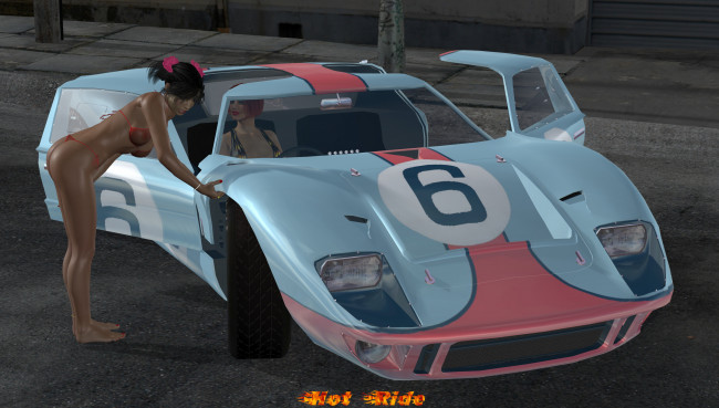 Обои картинки фото автомобили, 3д, автомобиль, девушки