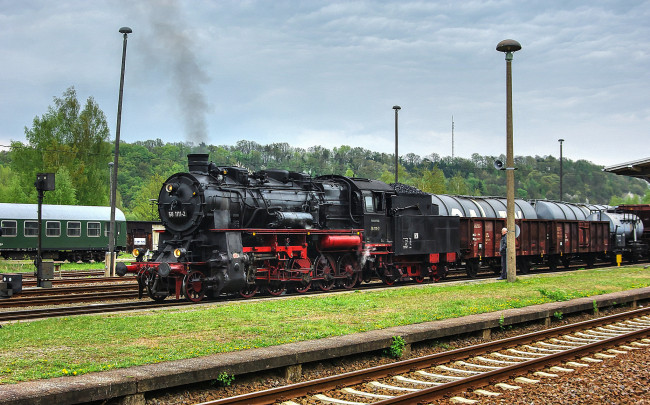 Обои картинки фото техника, паровозы, паровоз, поезд, рельсы, дорога, железная