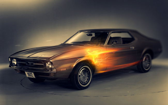 Обои картинки фото автомобили, mustang, 1972, ford