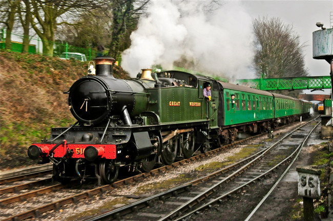 Обои картинки фото техника, паровозы, дорога, поезд, железная, паровоз, рельсы