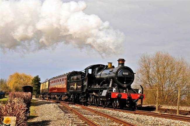 Обои картинки фото техника, паровозы, поезд, железная, дорога, паровоз, рельсы