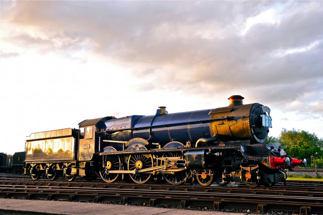 Обои картинки фото техника, паровозы, рельсы, дорога, железная, состав, вагоны, паровоз