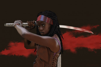 Картинка 3д+графика фантазия+ fantasy оружие фон взгляд девушка