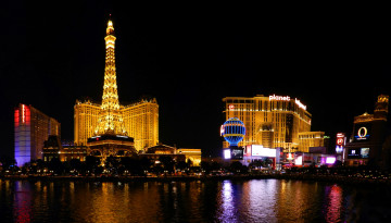 Картинка города лас-вегас+ сша ночь фонари лас вегас река дома