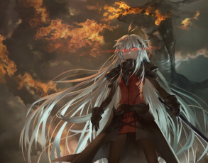 Картинка аниме pixiv+fantasia avamone дракон взгляд арт девушка