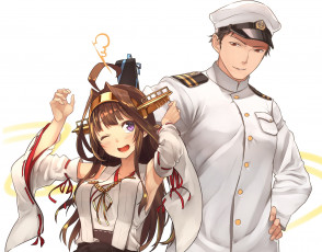 Картинка аниме kantai+collection фон парень взгляд девушка