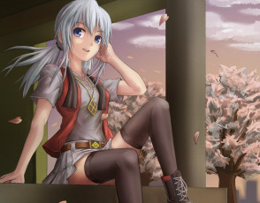 Картинка аниме unknown +другое фон взгляд девушка