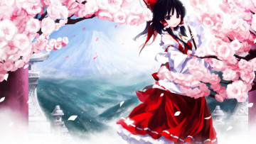 Картинка аниме touhou девушка взгляд фон