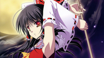 Картинка аниме touhou девушка взгляд фон