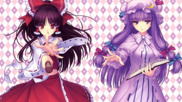 Картинка аниме touhou девушки взгляд фон