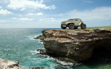 обоя hummer hb concept, автомобили, 3д, арт, скалы, море, concept, hb, hummer, 3d, природа