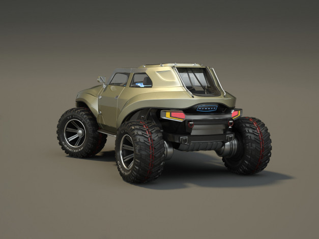 Обои картинки фото hummer hb concept, автомобили, 3д, car, 3d, hb, hummer, серый, фон, concept