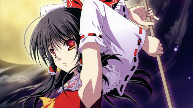 Обои картинки фото аниме, touhou, девушка, взгляд, фон