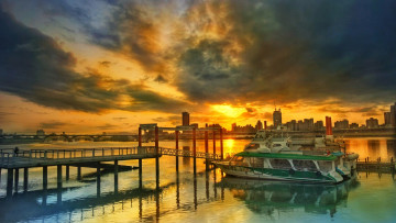 Картинка корабли порты+ +причалы рассвет