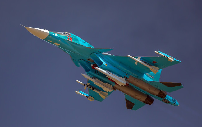 Обои картинки фото su-34, авиация, боевые самолёты, бомбардировщик