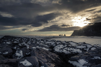 Картинка природа побережье landscape sky облака snow снег dark ice море nature