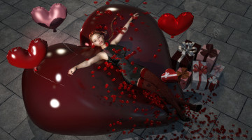 Картинка 3д+графика праздники+ holidays фон взгляд девушка