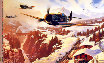 Картинка календари рисованные +векторная+графика самолет полет