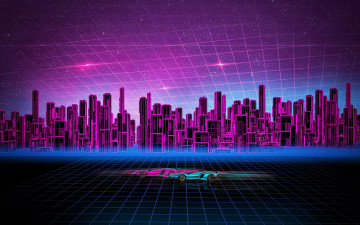 Картинка векторная+графика город+ city город автомобили здания concept art