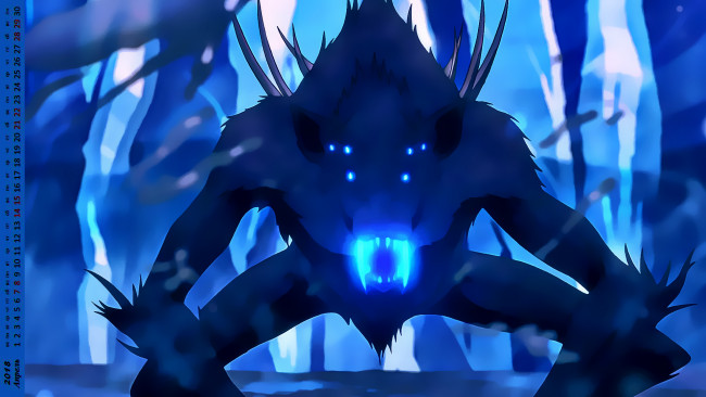 Обои картинки фото календари, аниме, взгляд, чудовище