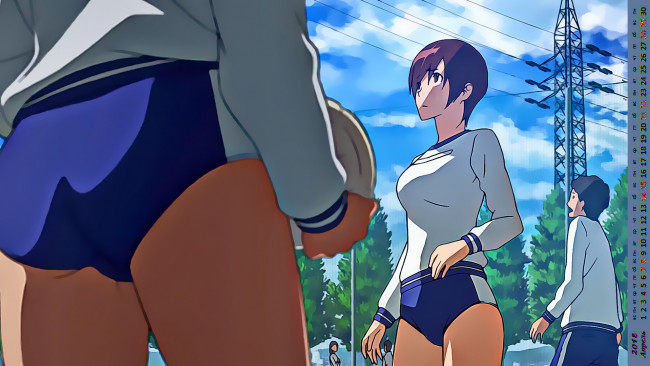 Обои картинки фото календари, аниме, взгляд, девушка